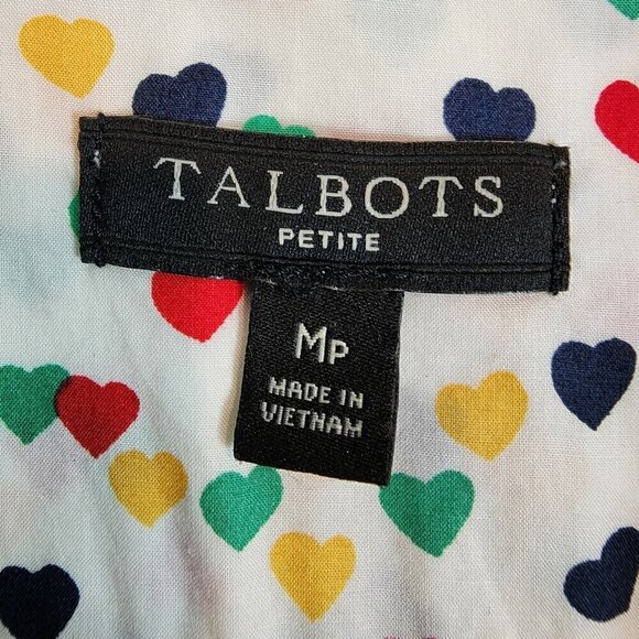 Talbots Multi Color Heart Print Collared Button Front Shirt Preppy Valentine's - Picture 7 of 11
